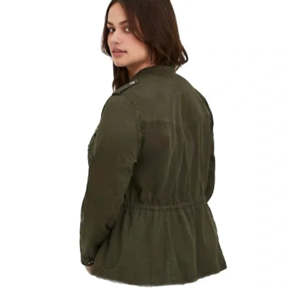 TORRID Twill Open Front Anorak Cargo Army Jacket - Picture 9 of 11